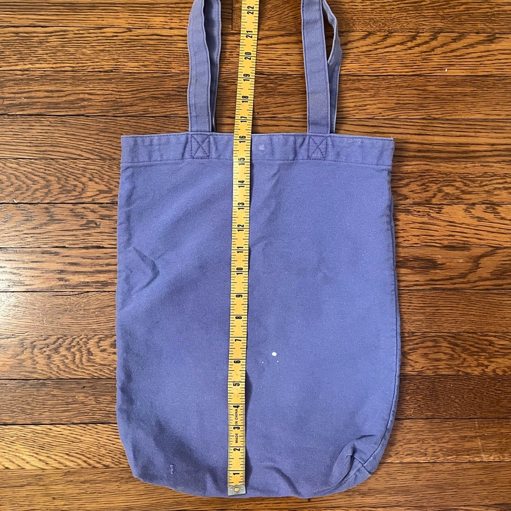 Vintage Purple Canvas Tote Bag with Flower Child Design - Picture 5 of 6
